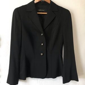 Escada Black Wool 3 Button Blazer Jacket